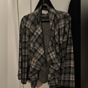 Draped plaid cardigan